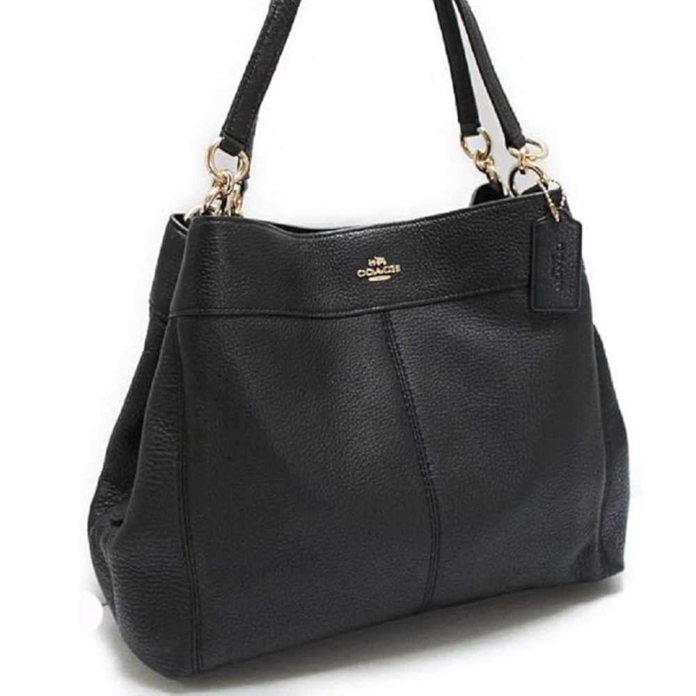 COACH Large Lexy Shoulder Bag Black with Gold Hardware - Picture 3 of 12